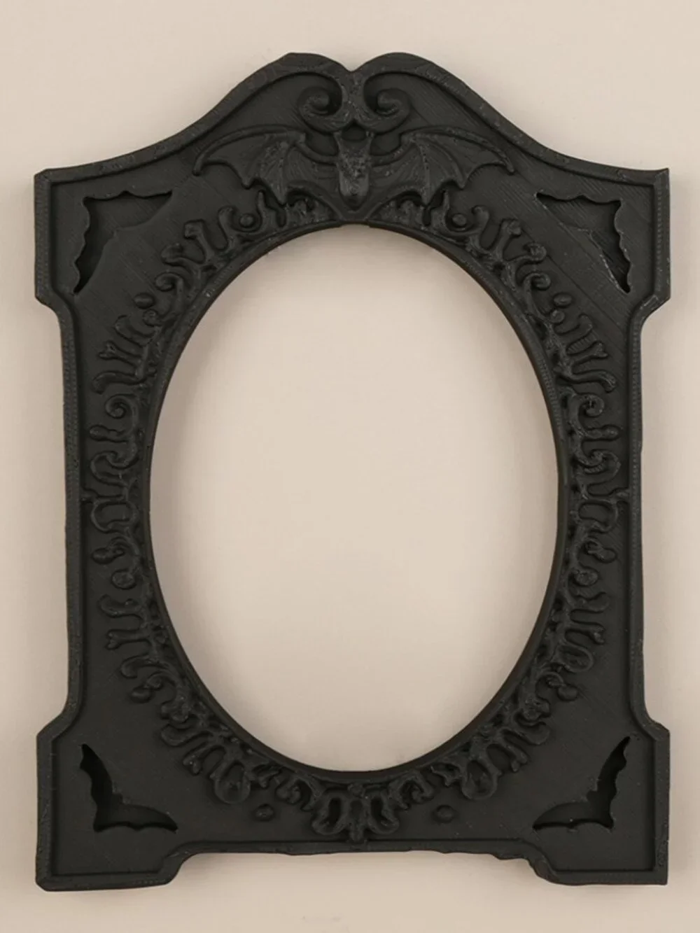 Matte Black Baroque Bat Oval Gothic Wall Frame Witch Altar Display Frame